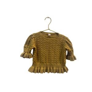 Liluu kids charming ruffle knit gold blouse  organic cotton sz 4